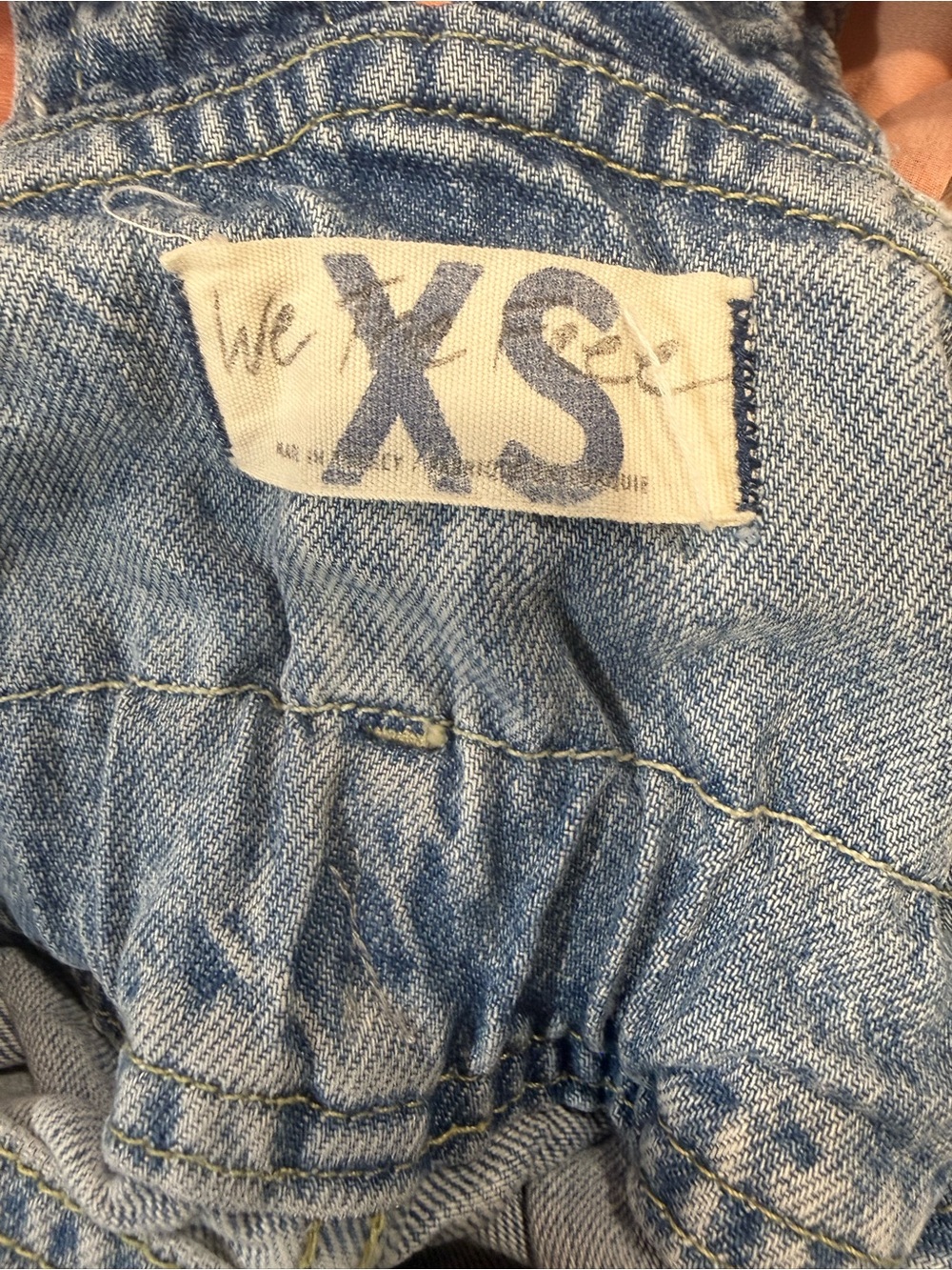 Vintage Y2K Distressed Wide Leg Denim Overalls XS Light Wash Baggy Grunge - Picture 7 of 10